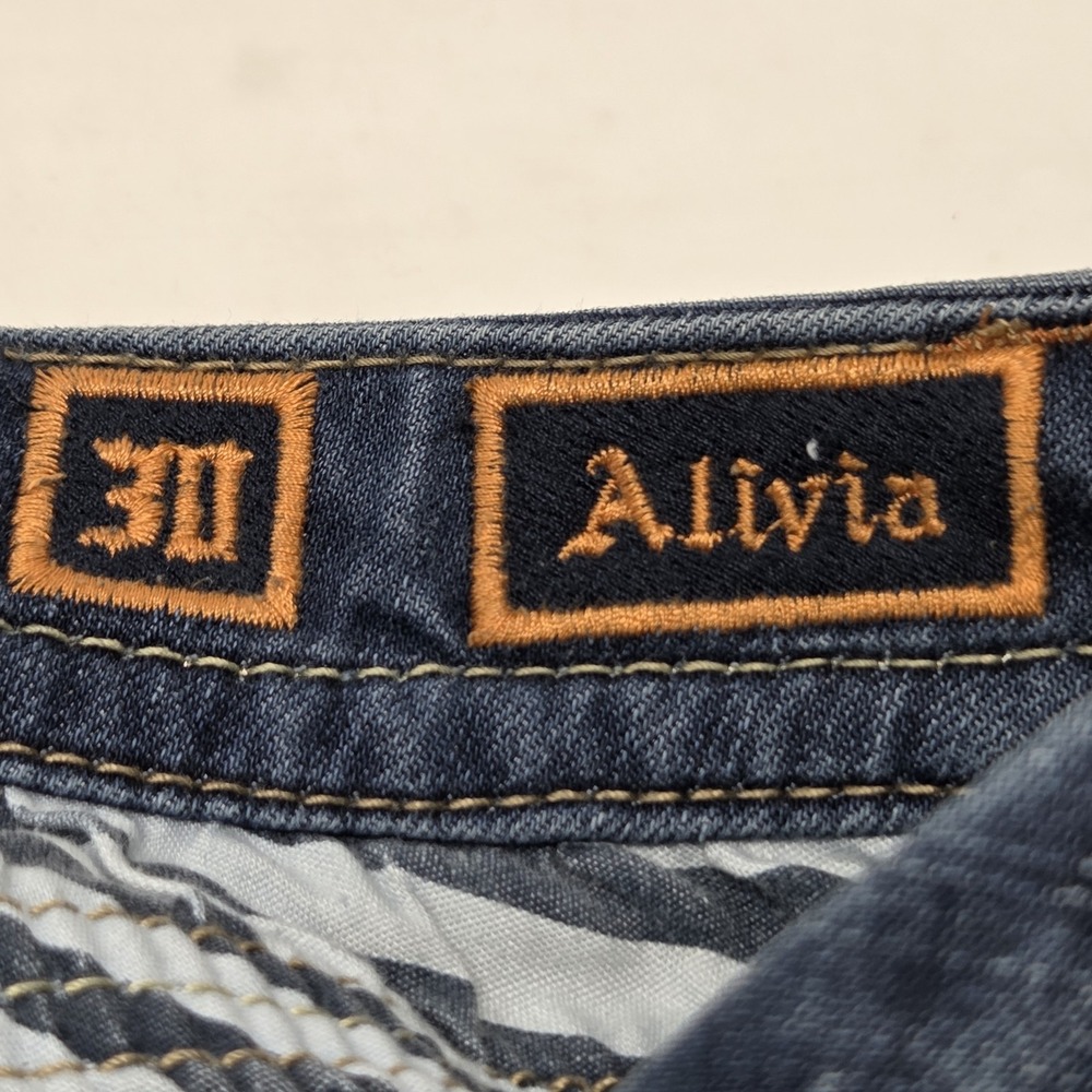Rock Revival Alivia Womens 30 Jeans Low Rise Skinny Country Blue 30x32 Cowgirl - Picture 8 of 14